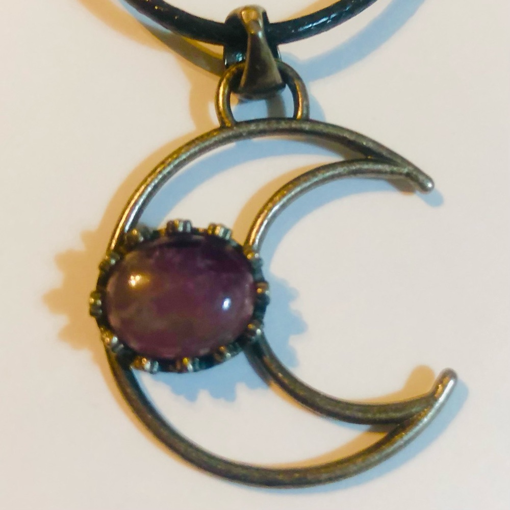 Crescent Moon with Amethyst Pendant